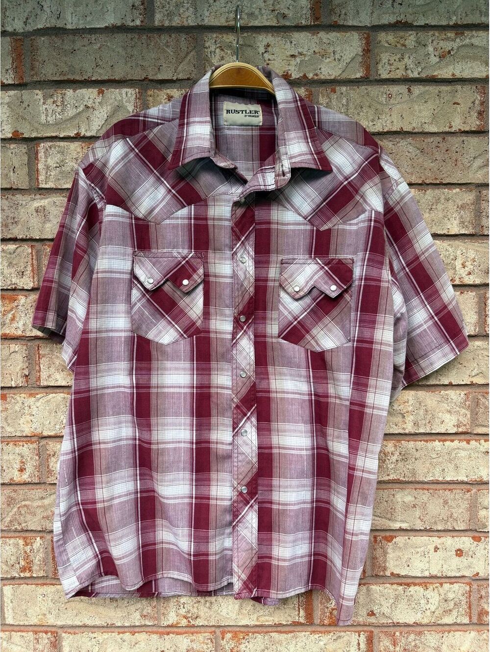 Vintage-Rustler by Wrangler-Silver Thread/Pearl Snap Western Shirt